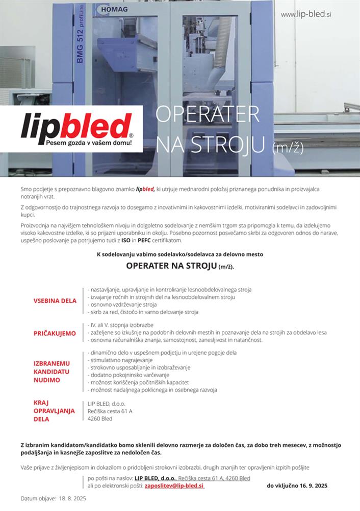 OPERATER NA STROJU